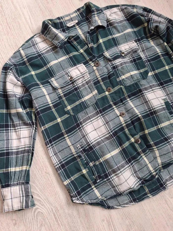 Camisa de mujer de franela a cuadros verde/blanco Cache Cache - Talla 34 – photo 3